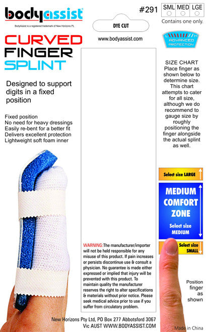 Body Assist Curved Finger Splint Small