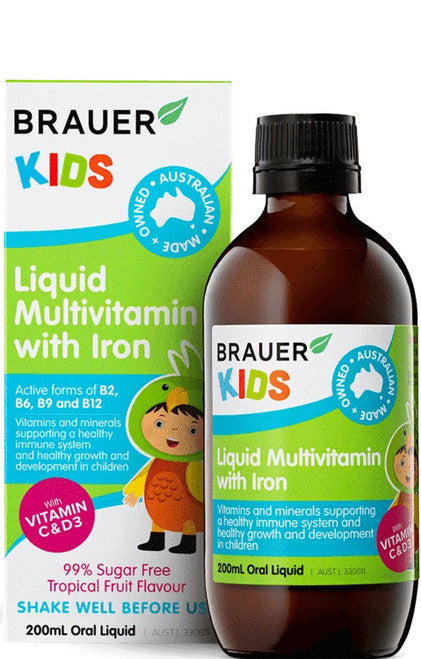 Brauer Kids Liquid Multivitamin with Iron 200ml