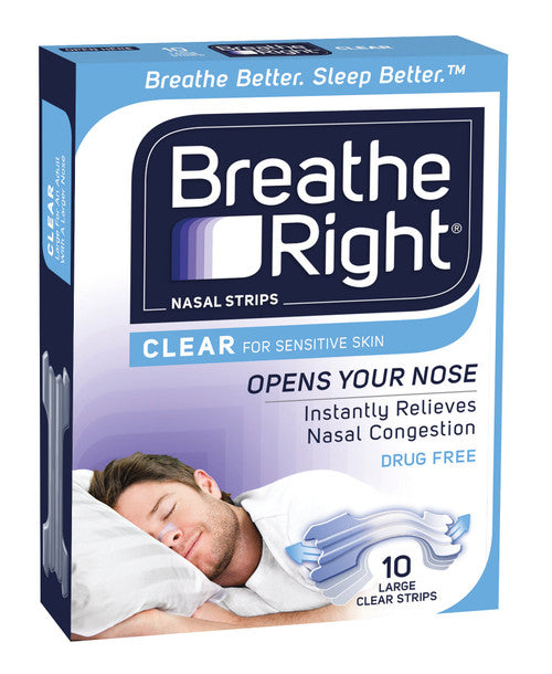 Breathe Right Clear Nasal Strips 10 Pack Large