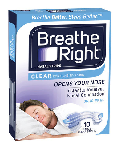 Breathe Right Clear Nasal Strips 10 Pack Large