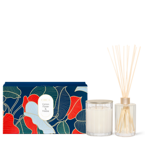 Circa Home Cotton Flower & Freesia Candle & Diffuser Gift Set