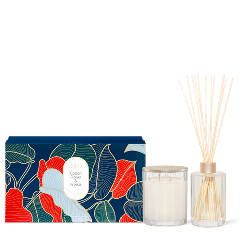 Circa Home Cotton Flower & Freesia Candle & Diffuser Gift Set
