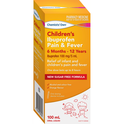 Chemists Own Childrenâ€™s Ibuprofen Pain & Fever 6 M-12 Years 100mL
