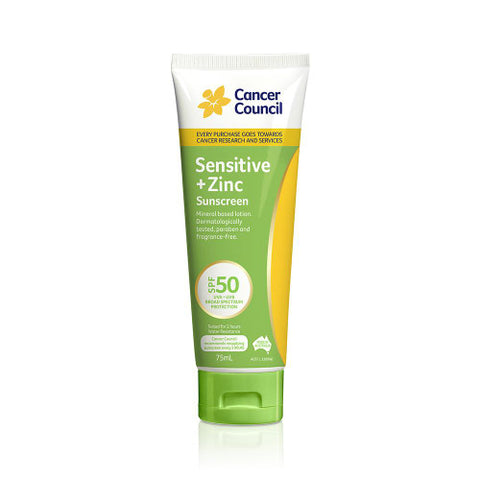 Cancer Council Sensitive + Zinc Sunscreen SPF50+ 75ml