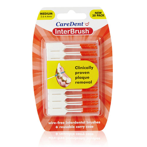 Caredent InterBrush Orange Interdental Brushes Medium 30 Pack