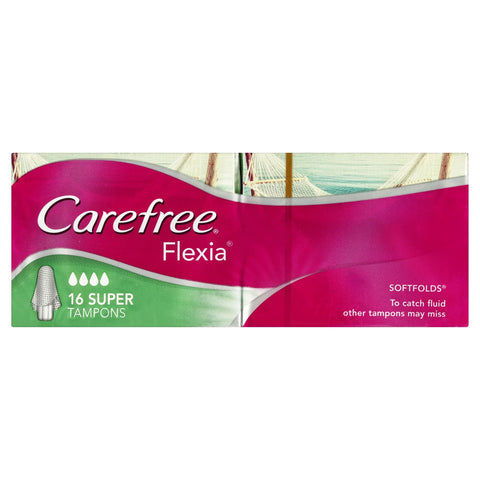 Carefree Flexia Super Tampons With Wings 16 Pack