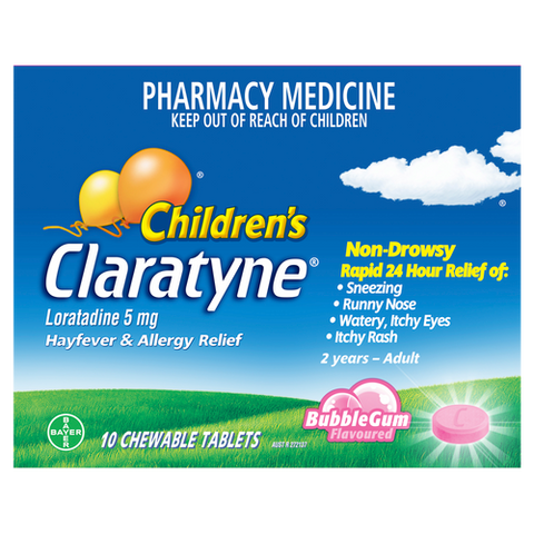 Claratyne Children's Hayfever & Allergy Relief 10 Chewable Tablets - Bubblegum