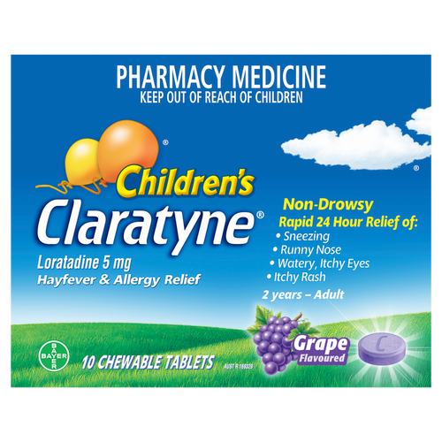 Claratyne Children's Hayfever & Allergy Relief 10 Chewable Tablets - Grape