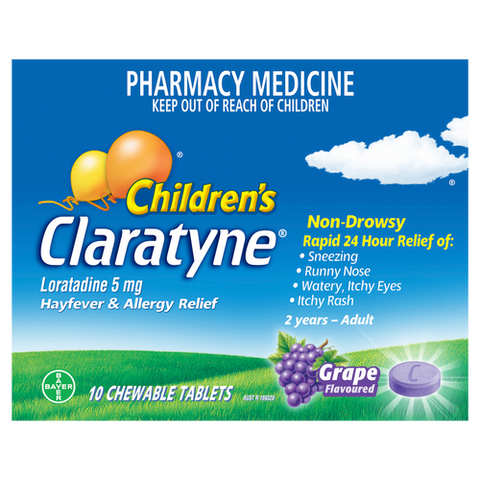 Claratyne Children's Hayfever & Allergy Relief 10 Chewable Tablets - Grape