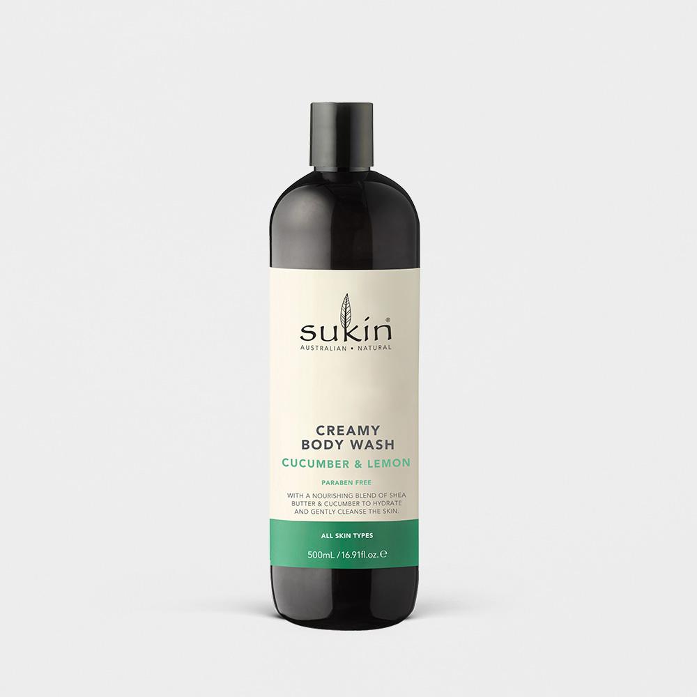 Sukin Creamy Body Wash Cucumber & Lemon 500mL Cap