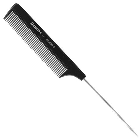 Dateline Professional Black Celcon Tail Comb 510 Stainless Steel Pin