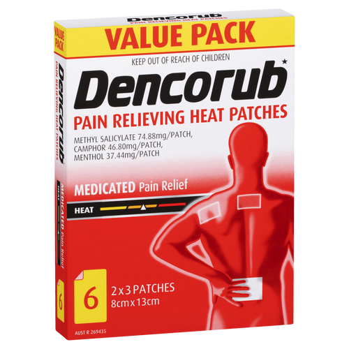 Dencorub Pain Relieving Heat Patches 6 Pack