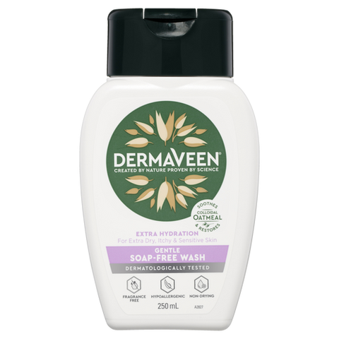 DermaVeen Extra Hydration Gentle Soap-Free Wash for Extra Dry, Itchy & Sensitive Skin 250ml