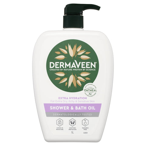Dermaveen Extra Hydration Shower & Bath Oil For Extra Dry Itchy & Sensitive Skin 1L