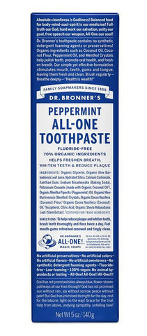Dr. Bronner's All-One Peppermint Toothpaste packaging