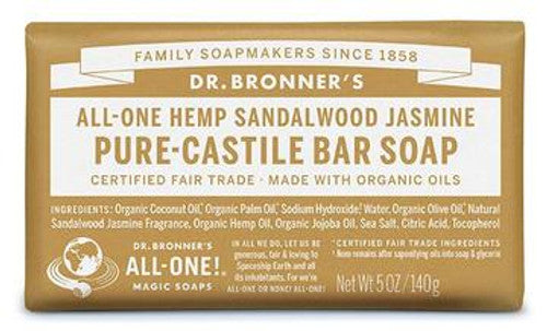 Dr. Bronner's Pure-Castile Sandalwood Jasmine Bar Soap 140g