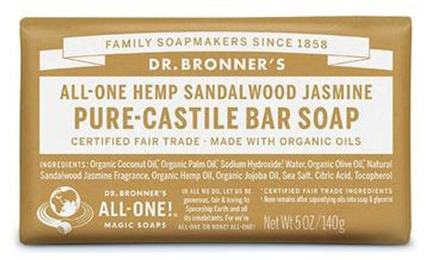 Dr. Bronner's Pure-Castile Sandalwood Jasmine Bar Soap 140g