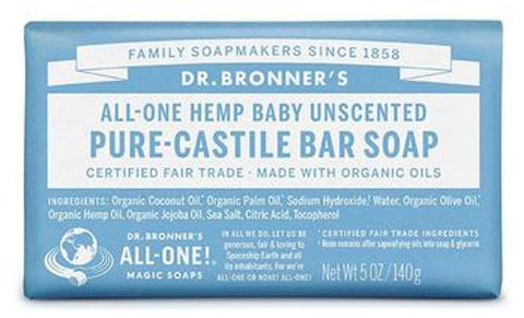 Dr. Bronner's Pure-Castile Unscented Bar Soap 140g