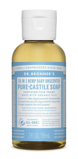 Dr. Bronner's Pure Castile Unscented Liquid Soap 59ml