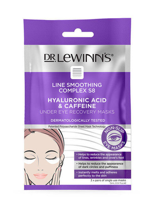 Dr Lewinn's Line Smoothing Complex Hyaluronic Acid & Caffeine Under Eye Recovery Masks 3 Pack