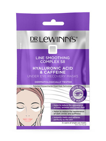 Dr Lewinn's Line Smoothing Complex Hyaluronic Acid & Caffeine Under Eye Recovery Masks 3 Pack