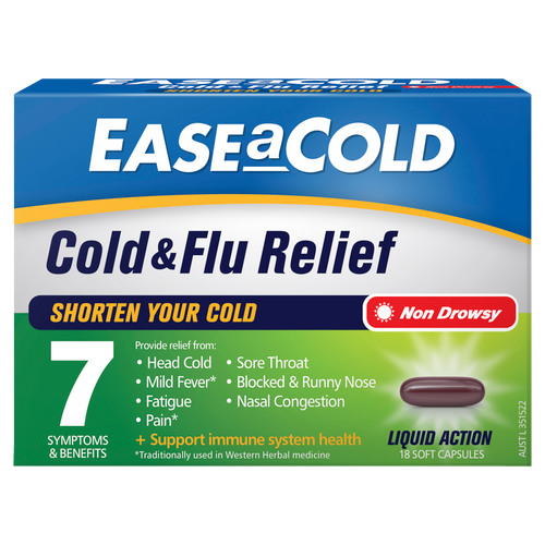 EASEaCOLD Cold & Flu Relief 18 Capsules