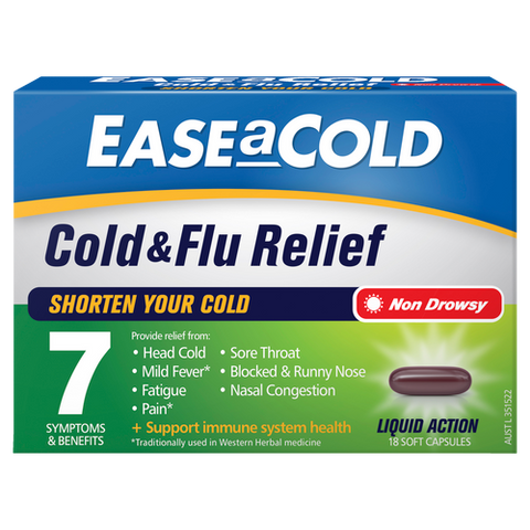 EASEaCOLD Cold & Flu Relief 18 Capsules