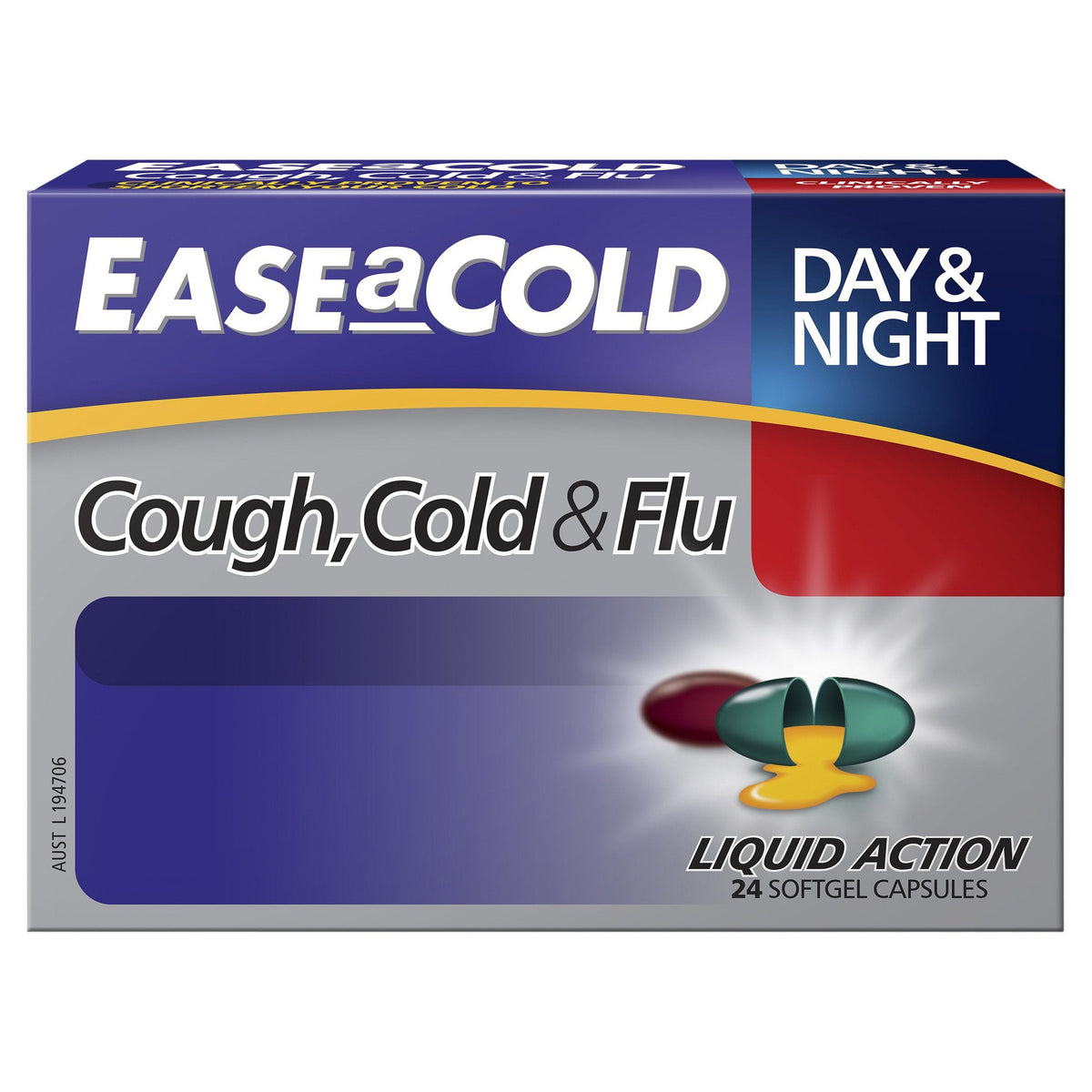 Easeacold Cough Cold & Flu Day/Night 24 Capsules