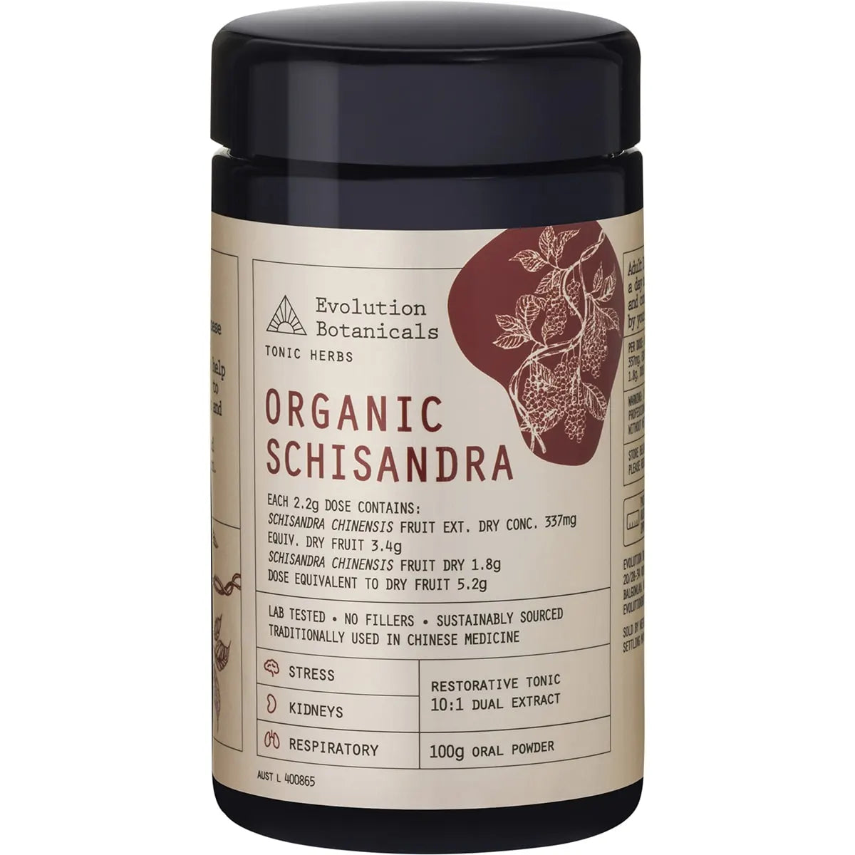 EVOLUTION BOTANICALS Schisandra Organic 10:1 Tonic Herbs 100g