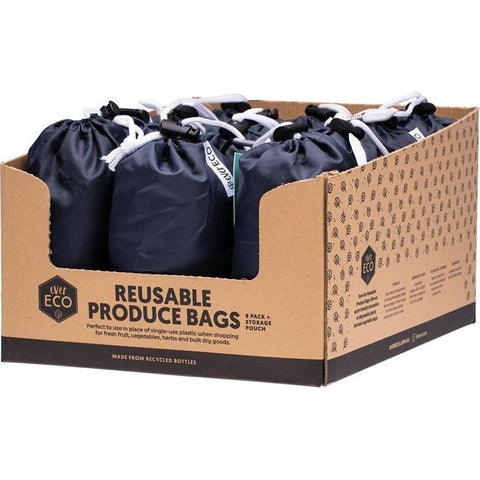 EVER ECO Reusable Produce Bags Recycled Polyester Mesh 8pk 12S