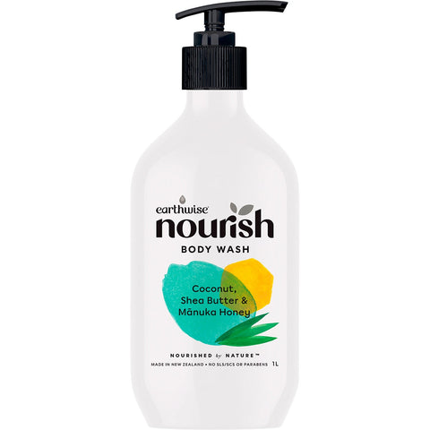 EARTHWISE NOURISH Body Wash Coconut, Shea Butter & Manuka Honey 1L
