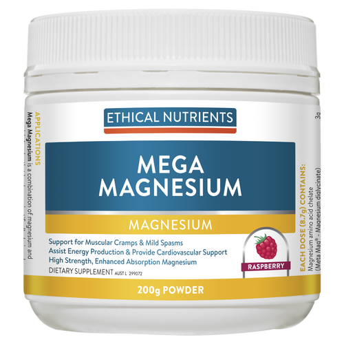 Ethical Nutrients Mega Magnesium Powder 200g Raspberry