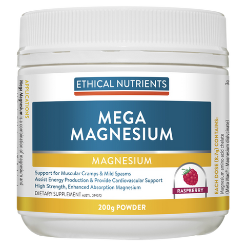 Ethical Nutrients Mega Magnesium Powder 200g Raspberry