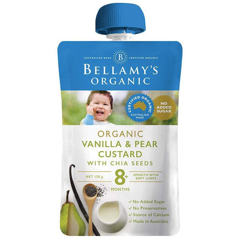 Bellamy's Organic Vanilla & Pear Custard with Chia Seeds 120g