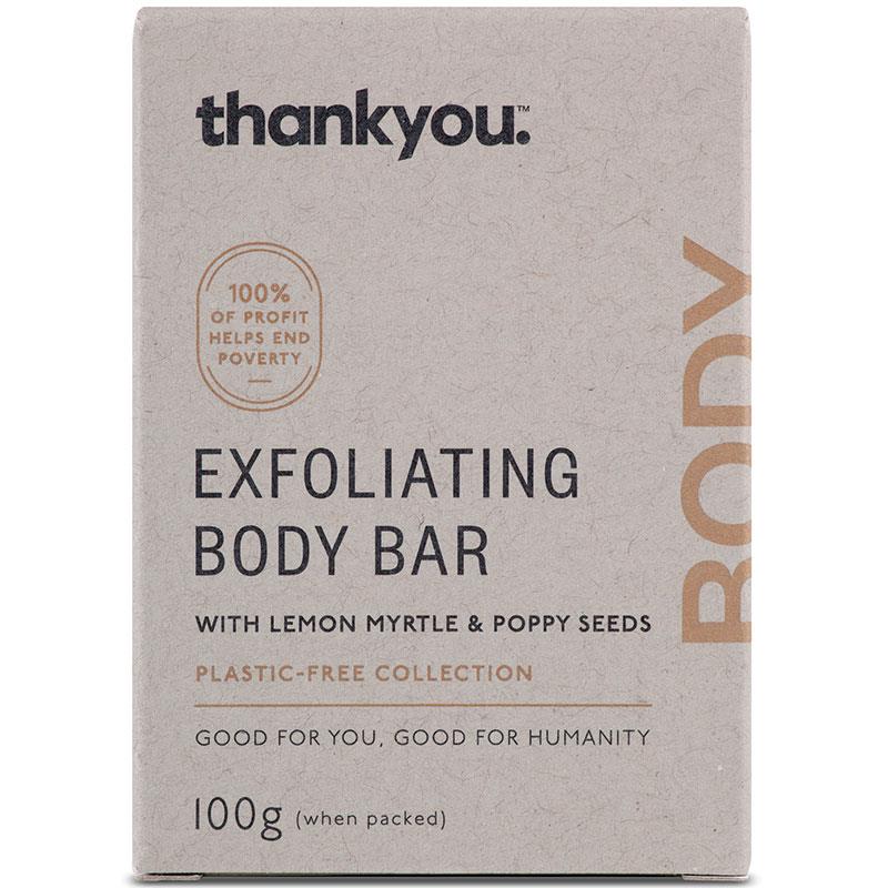 Thankyou Exfoliating Body Bar with Lemon Myrtle and Poppy Seeds 100g