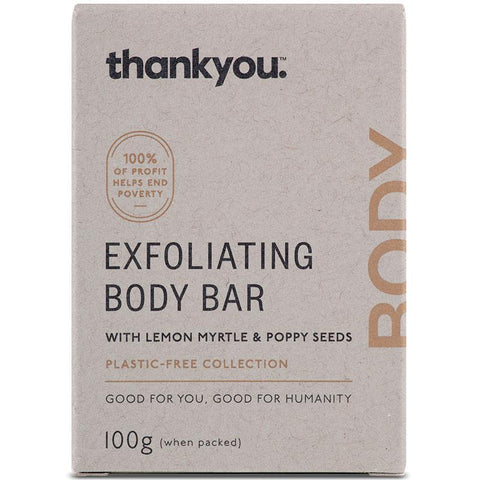 Thankyou Exfoliating Body Bar with Lemon Myrtle and Poppy Seeds 100g