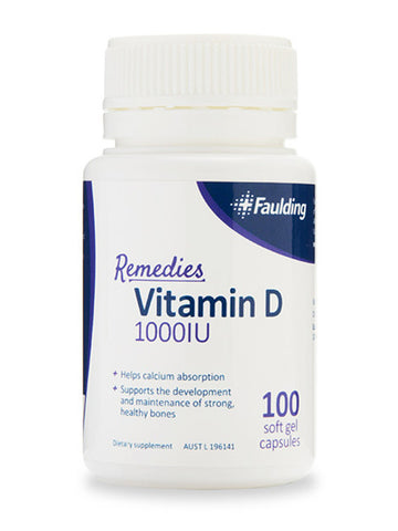 Faulding Faulding Remedies Vitamin D 1000IU 100 Capsules – OzChemist Australia