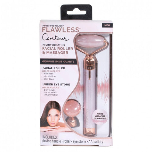 Flawless Contour Facial Micro Vibrating Massage Roller Rose Quartz