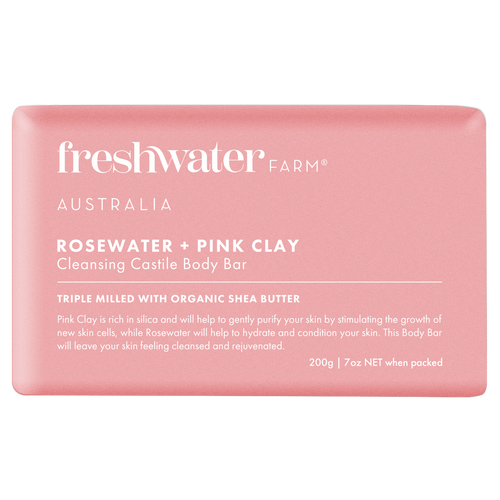 Freshwater Farm Rosewater + Pink Clay Body Bar 200g