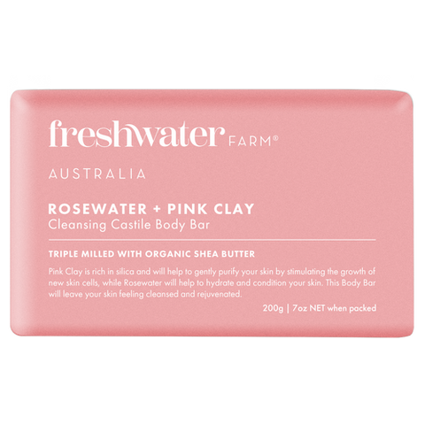 Freshwater Farm Rosewater + Pink Clay Body Bar 200g
