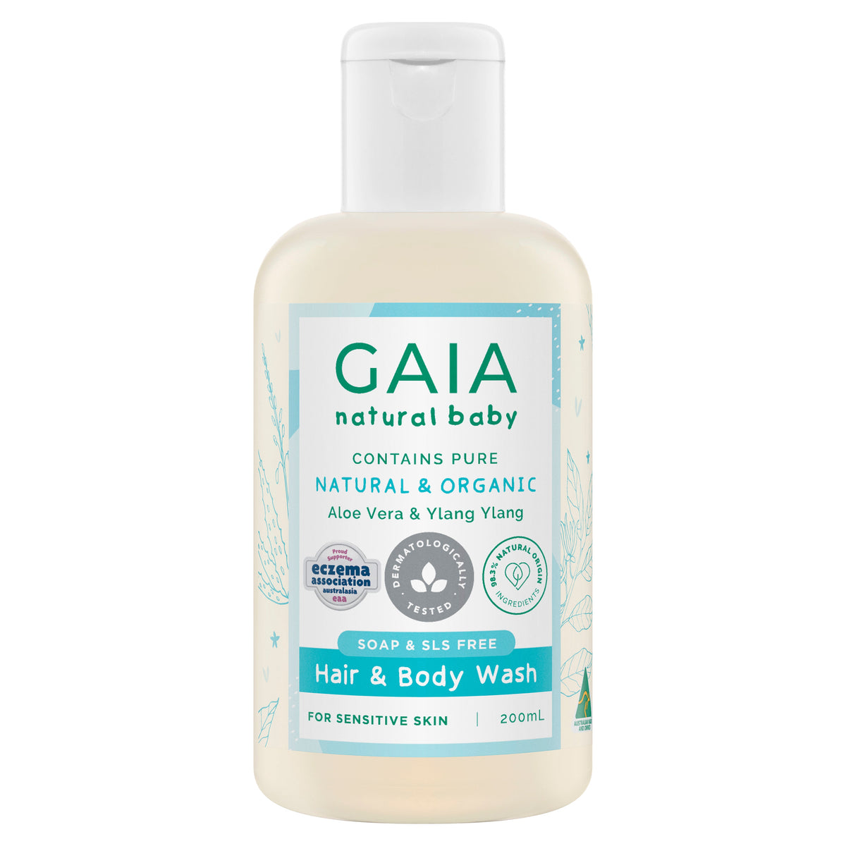 GAIA Natural Baby Hair and Body Wash 200mL