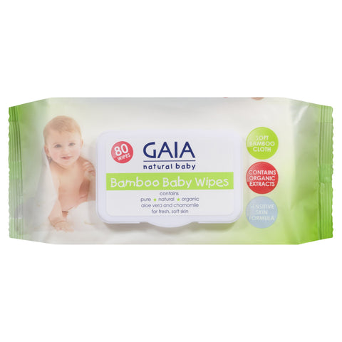 Gaia Natural Baby Bamboo Baby Wipes 80 Pack