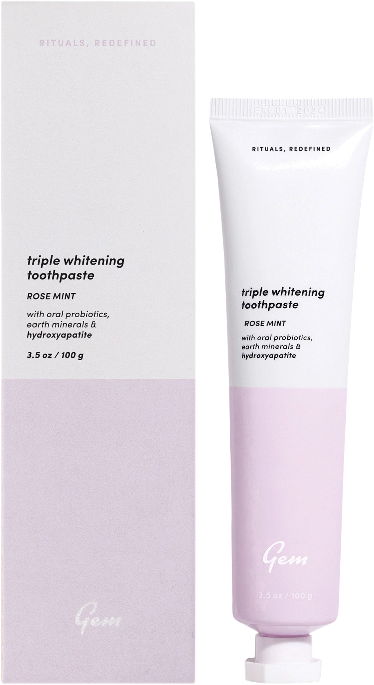 GEM Toothpaste Triple Whitening Rose Mint 100g