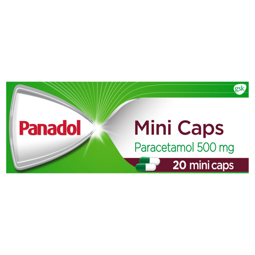Mini Caps for Pain Relief, Paracetamol 500mg 20 Caplets