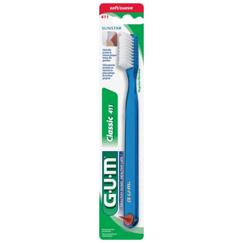 GUM Classic 411 Soft Toothbrush (Colours selected at random)
