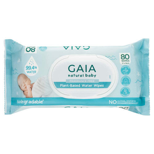 Gaia Plant-Based Water Wipes 80 Pack