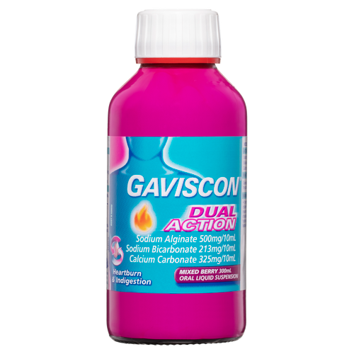 Gaviscon Dual Action Liquid Heartburn & Indigestion Mixed Berry 300ml