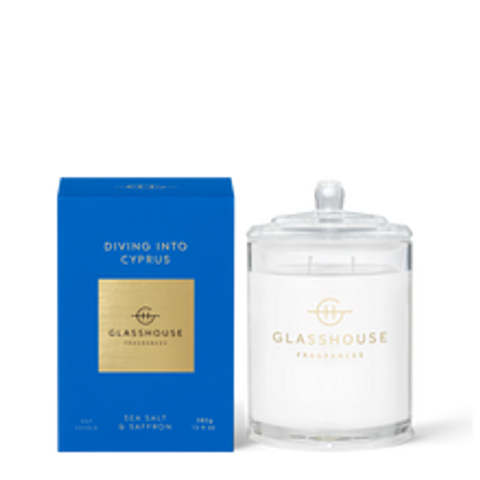 Glasshouse Diving Into Cyprus Soy Candle - Sea Salt & Saffron 380g