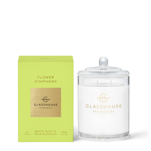 Glasshouse Flower Symphony Soy Candle- White Rose & Pear Blossom 380g