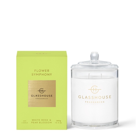 Glasshouse Flower Symphony Soy Candle- White Rose & Pear Blossom 380g